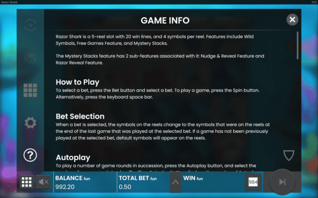 Razor Shark Game Info How To Play