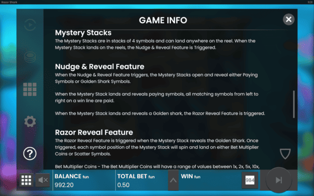 Razor Shark Game Info Mystery Stacks