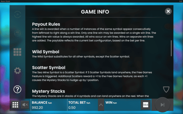 Razor Shark Game Info Payout Rules